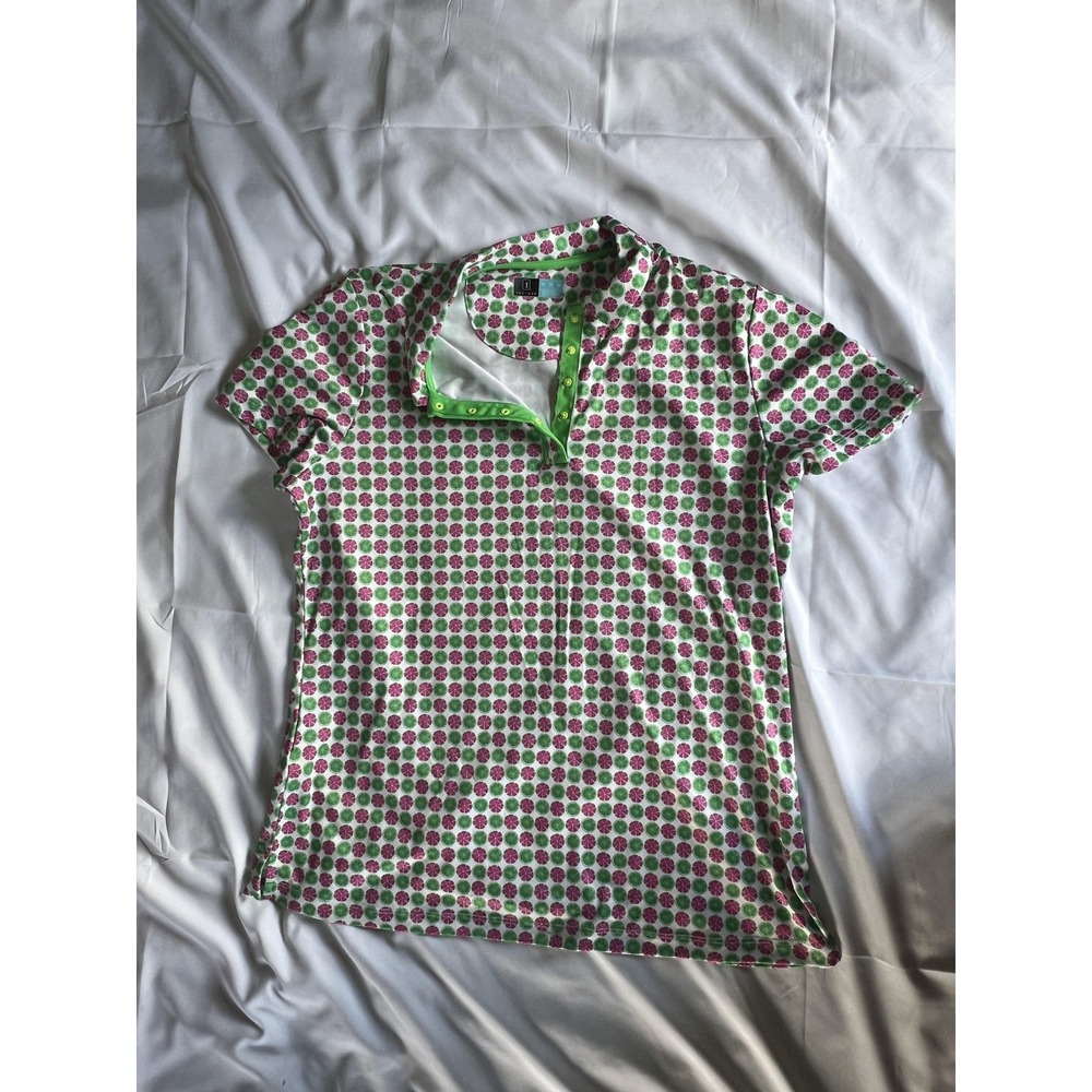 PGA Tour Polo Shirt Womens XL Performance Golf Citrus Print Polyester - Picture 5 of 13
